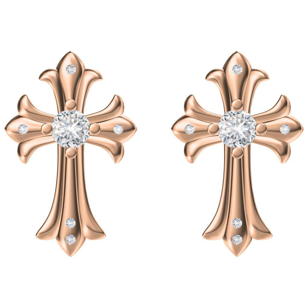 KLX-ES311012 diamond cross stud earrings 12mm