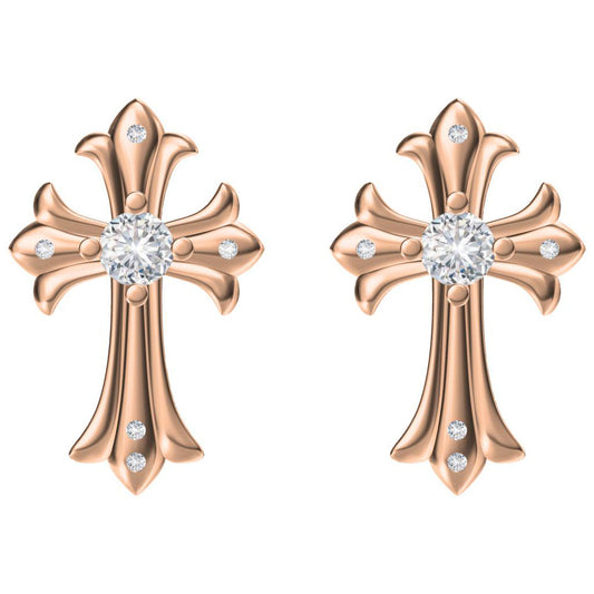KLX-ES311012 diamond cross stud earrings 12mm