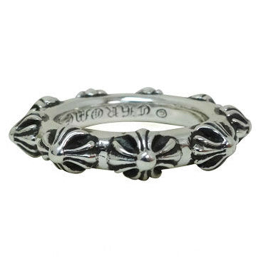 KLX-JZ73986253 light gold all over cross flower ring 18.5#