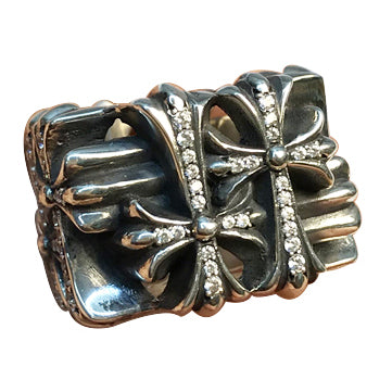 KLX-JZ338960 diamond mixed cross square arm ring 14#