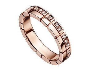 TSQ-301 square section double line ring, half diamond