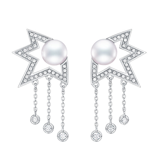TSQ-E-4336 Fractured Star Pearl Earrings