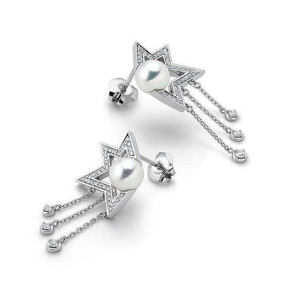 TSQ-E-4336 Fractured Star Pearl Earrings