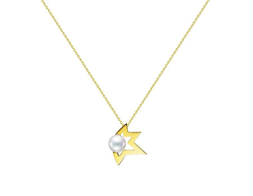 TSQ-PID-17083 Light Gold Fractured Star Pearl Pendant