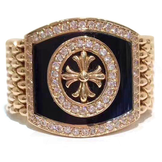 KLX-JZ44934532 diamond cross spear flower wheat ear bead chain ring 17#