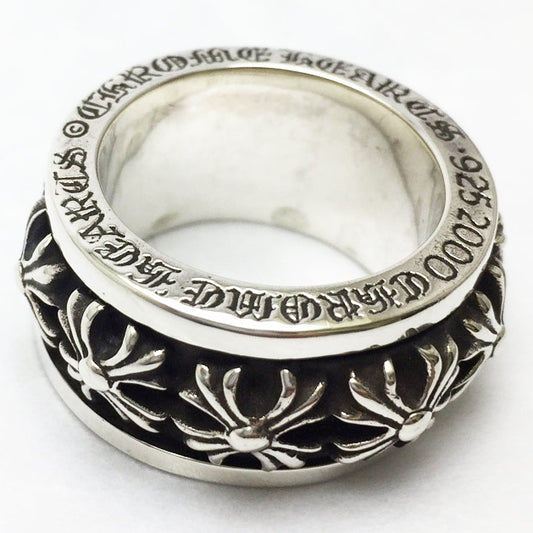 KLX-JZ79583616 light gold mixed small cross wide arm ring 17#