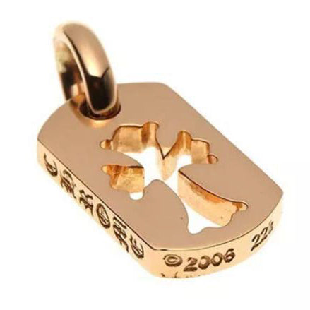 KLX-XL38413768 light gold tag hollow cross pendant