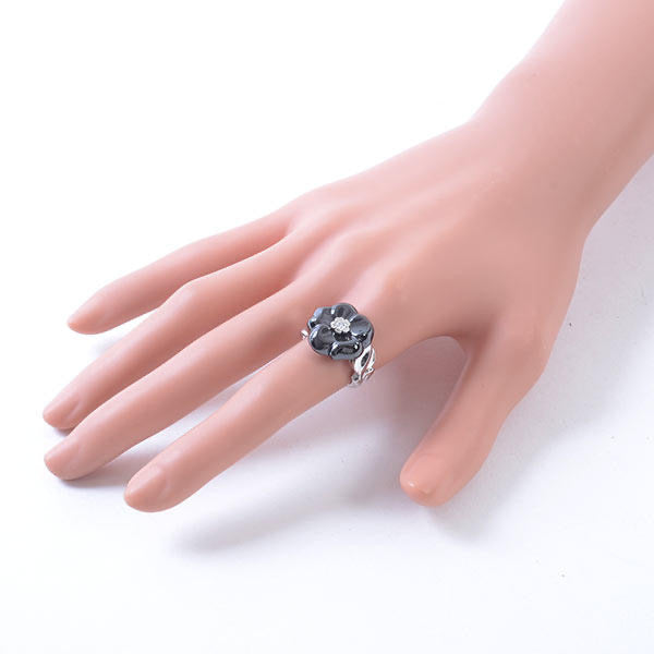 XNE-J10006 ceramic diamond flower ring