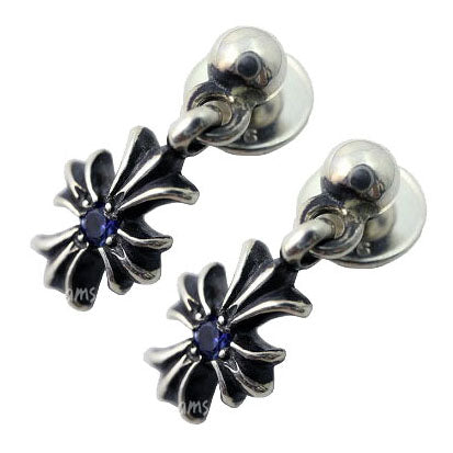 KLX-ES99555324 round ball single diamond cross stud earrings