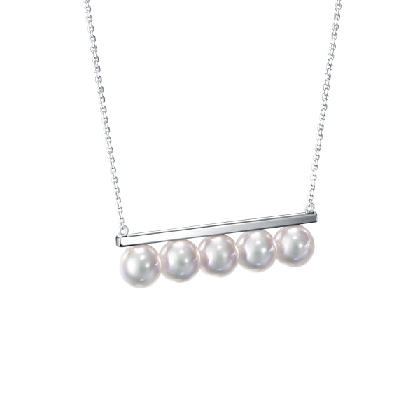 TSQ-P-15884-18KYG Balance Beam 5 Multi-Pearl Strand Tie Chain Pendant