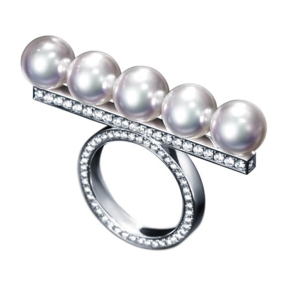 TSQ-RPI-4537-18KWG5 multi-pearl string ring