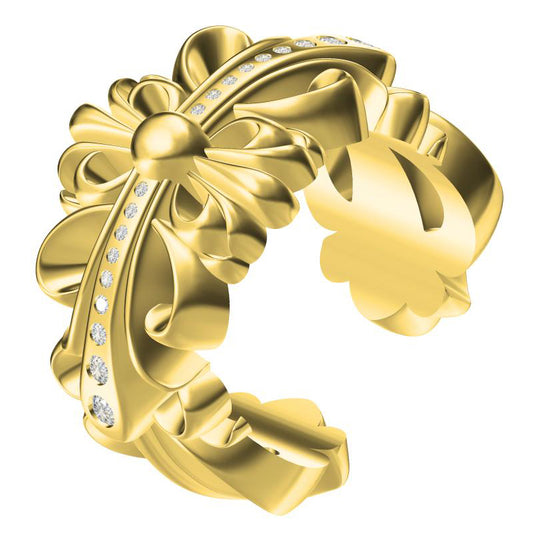 KLX-JZ55267722 Cross half diamond thatched open ring 16#