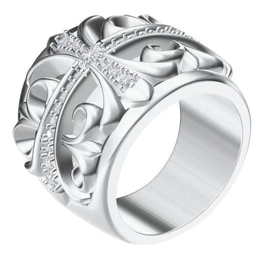 KLX-JZ85616300 diamond cross thatch wide version ring 16#