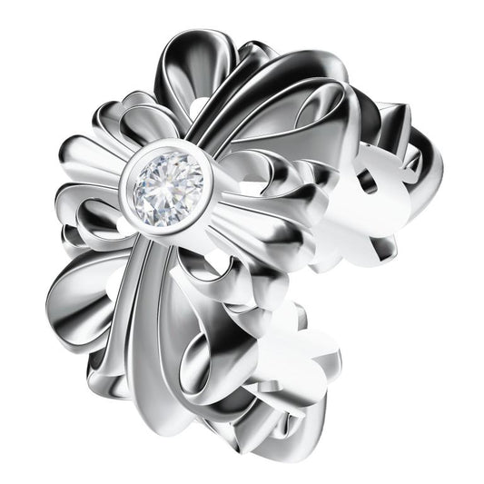 KLX-JZ81357404 single diamond cross thatch open ring 15.5#