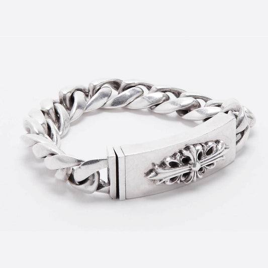 KLX-ES73069810 light gold cross thatch bracelet (chain length 196mm)