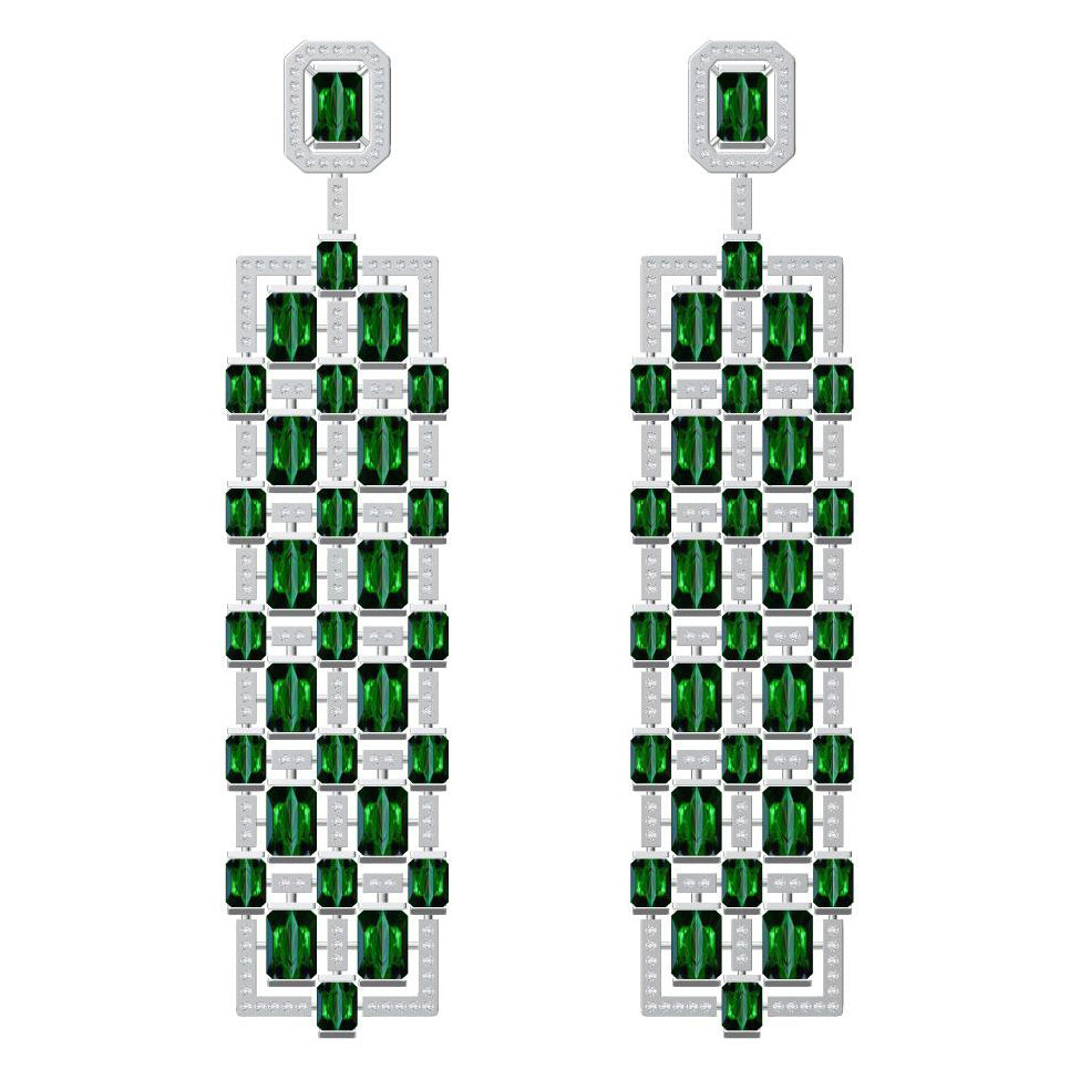 APM-2280608 Square Diamond Surround Stone Large Earrings