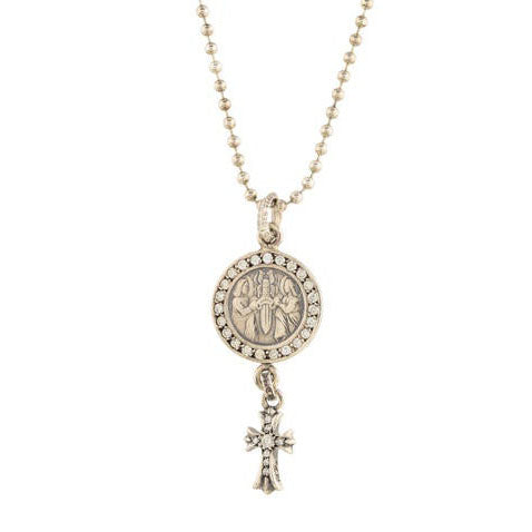 KLX-XL55895648 diamond angel medal cross pendant