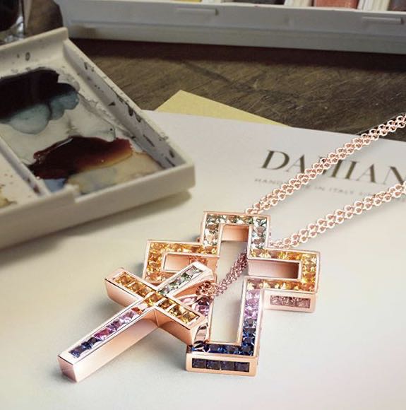 DMY-20084372 colored diamond T-square diamond with double cross