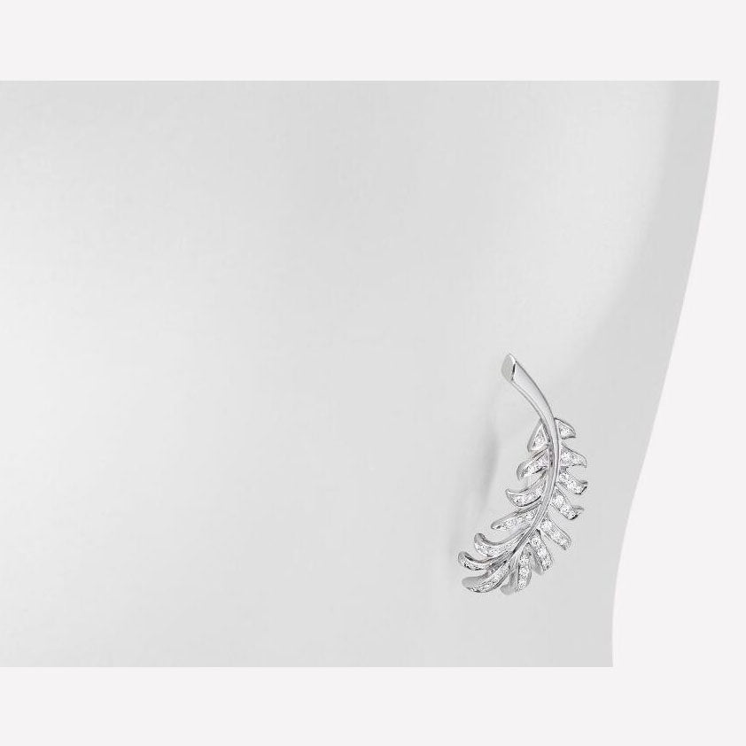 XNE-J4139 feather full diamond ear clips