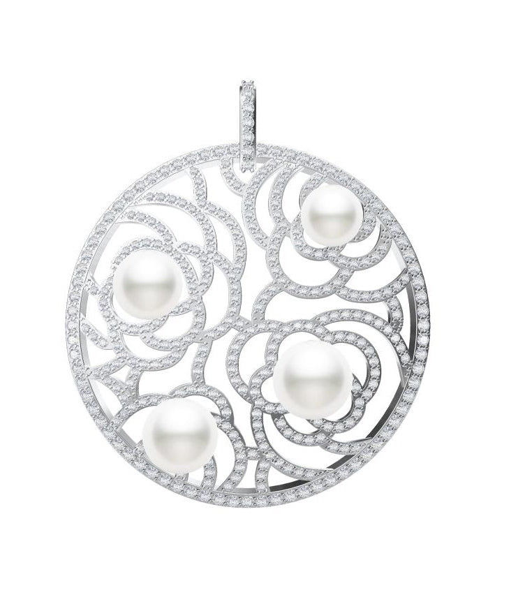 XNE-J29966 Pearl Full Diamond Pendant
