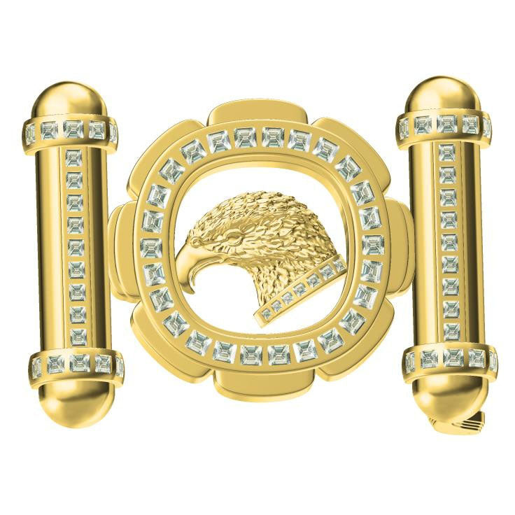 SDF-PDK77520622 ladder square frame eagle head belt buckle