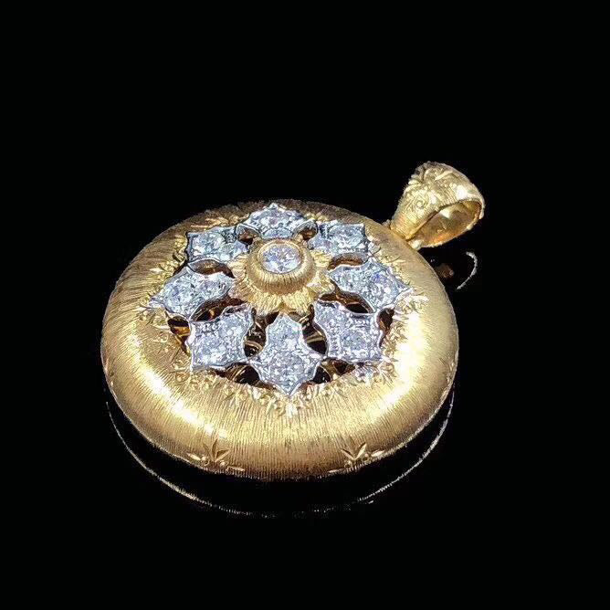 BQLT-XL208229 round body light gold surface plus flower color separation pendant