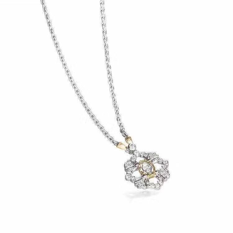 BQLT-JAUPEN013134 Small diamond-shaped lace peg chain pendant necklace