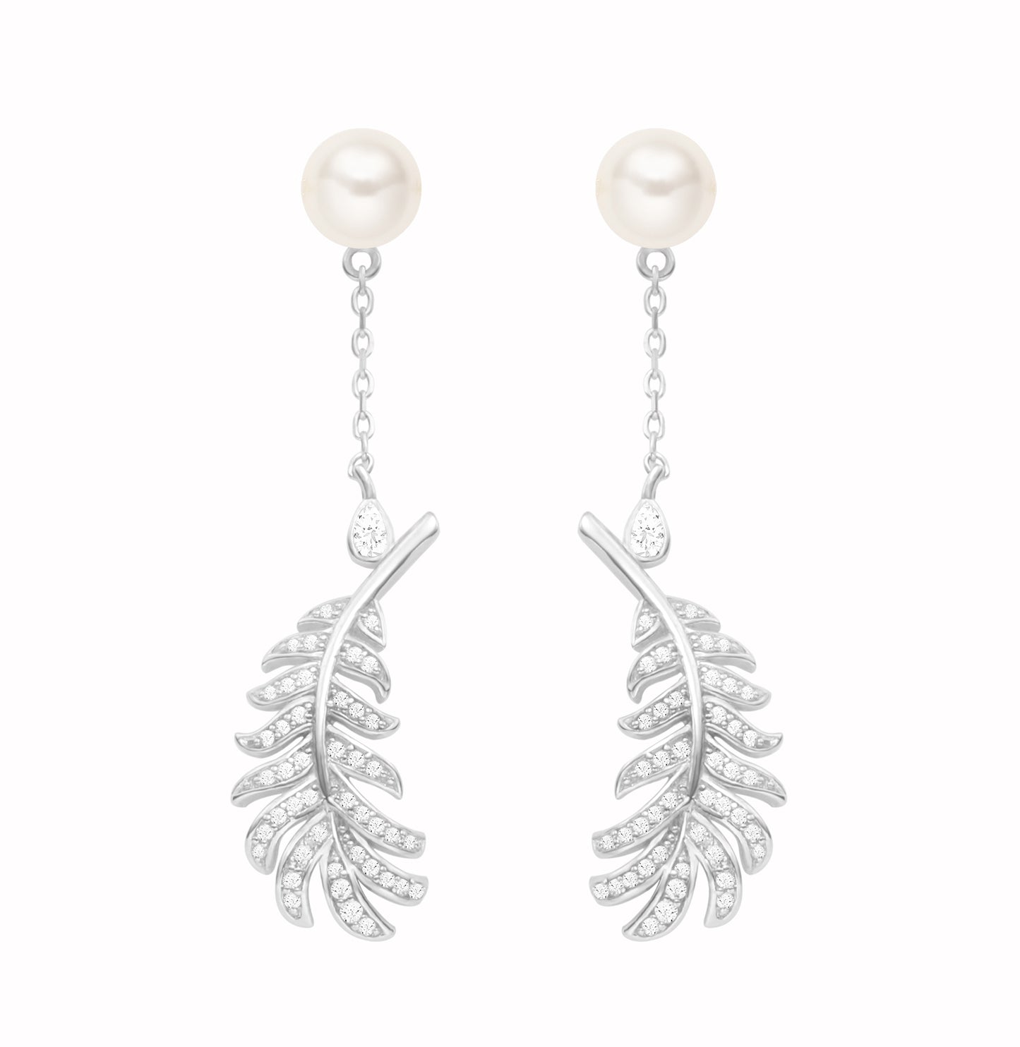 XNE-J22661 feather pearl earrings