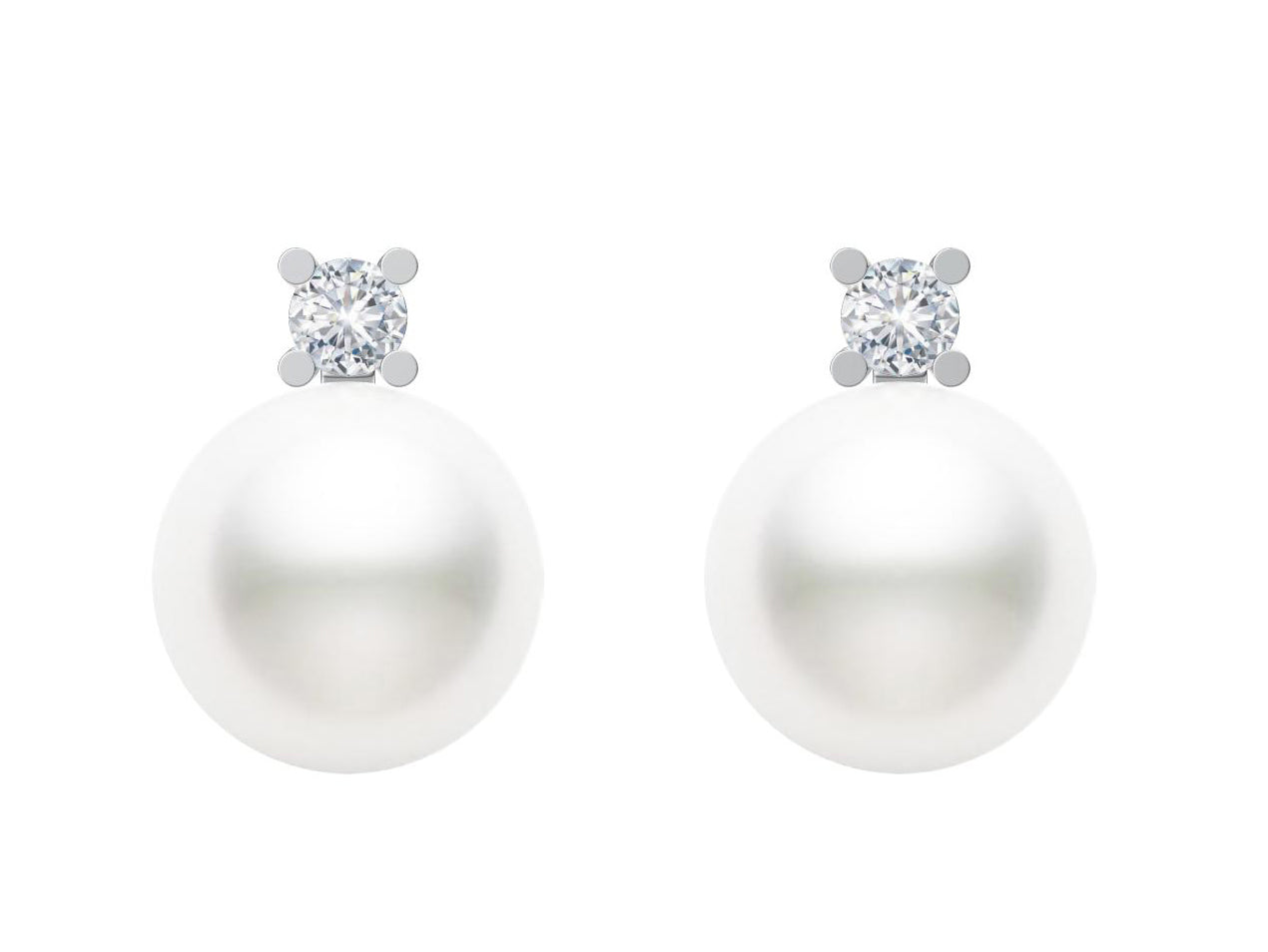 XNE-J27048 Pearl and Diamond Stud Earrings