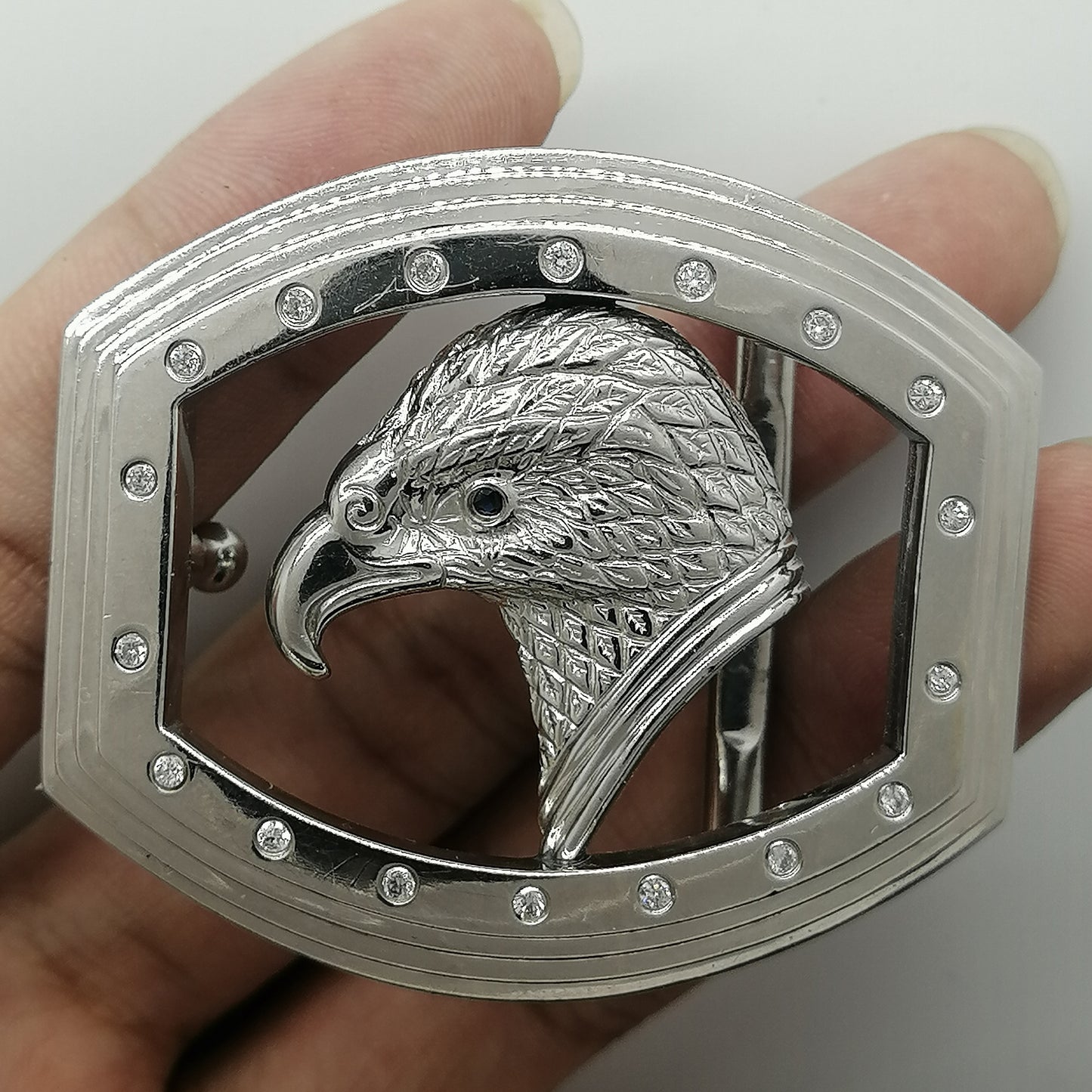 SDF-PDK97535590 customer version diamond eagle head belt buckle