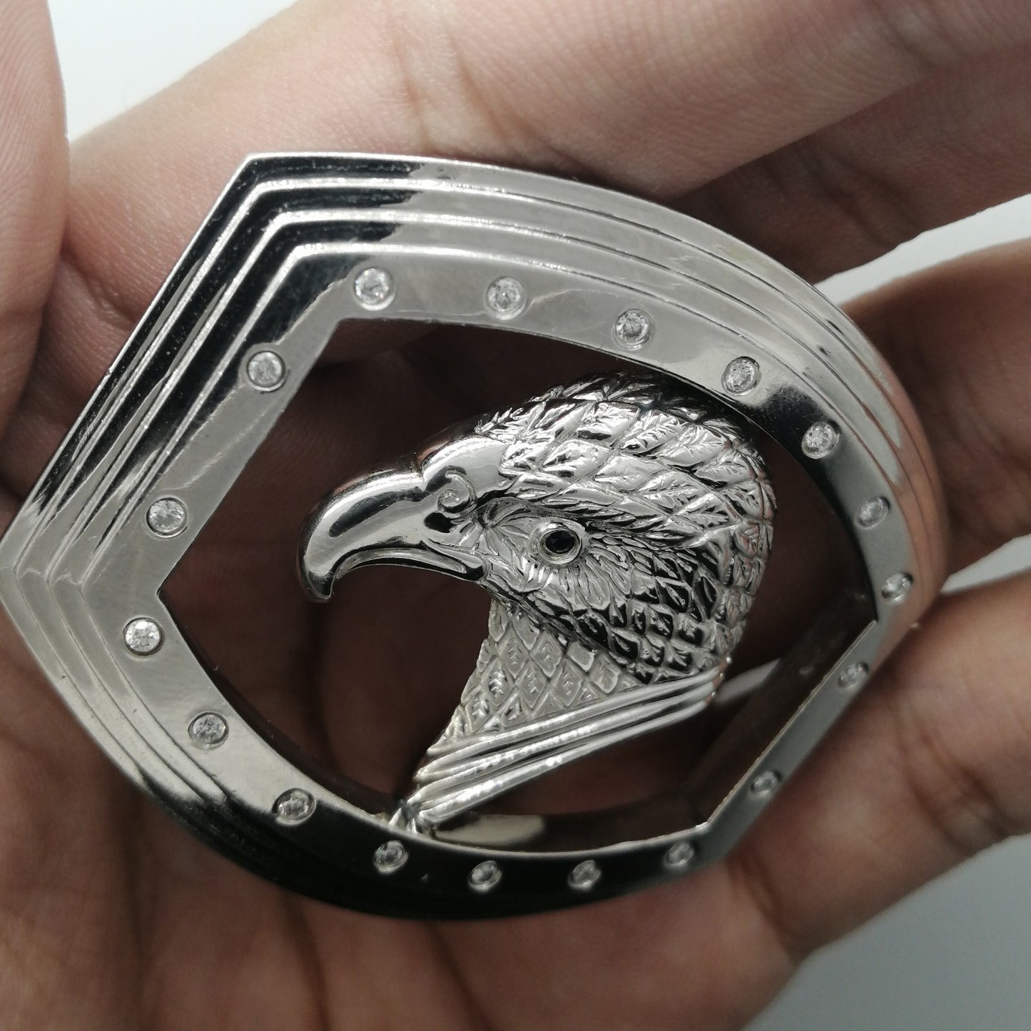 SDF-PDK97535590 customer version diamond eagle head belt buckle