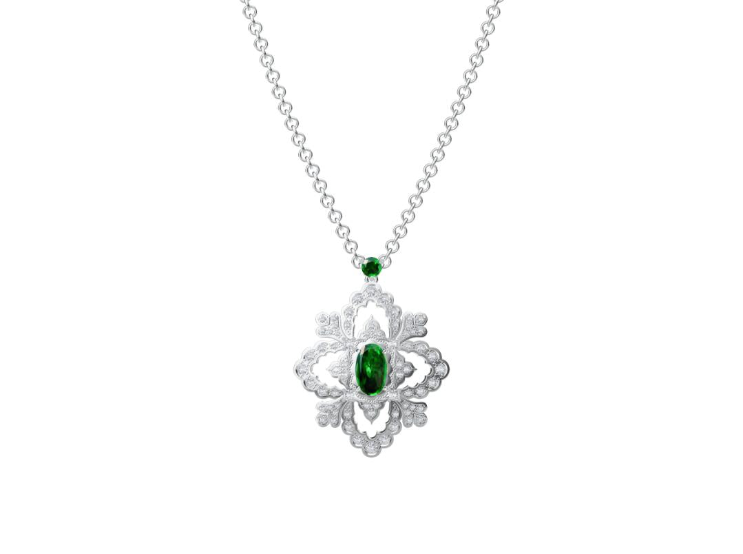 BQLT-XL451097 diamond flower four-leaf clover water wave edge color pendant