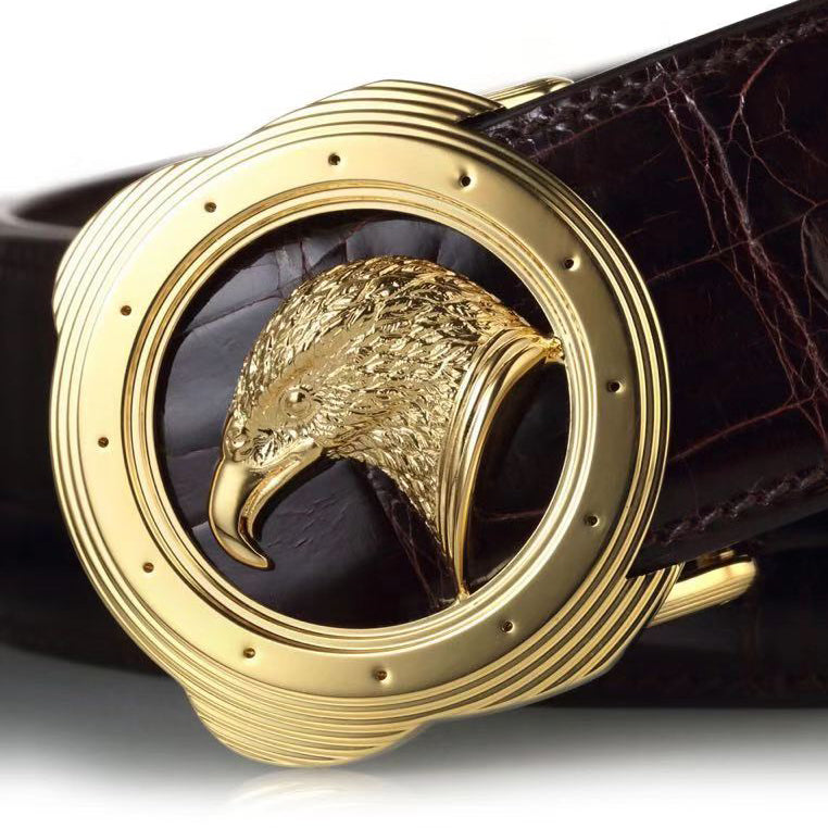 SDF-PDK60018245 light gold round circle eagle head belt buckle 36mm