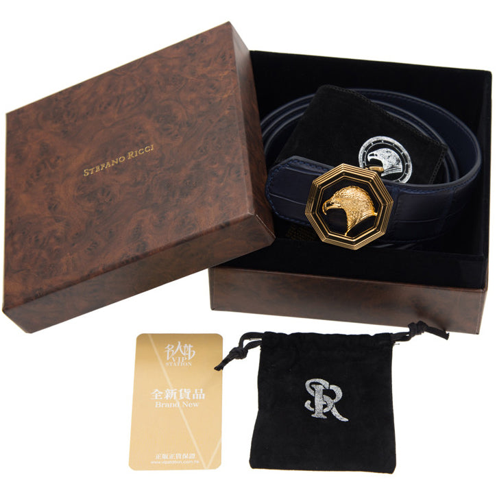 SDF-PDK14704779 light gold diamond frame eagle head belt buckle