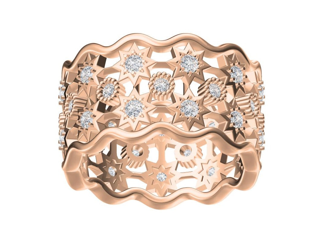 BQLT-RIN539160 12mm water wavy eight-pointed star ring