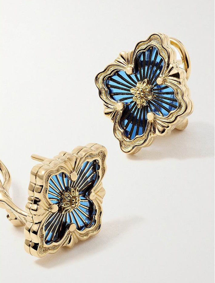 BQLT-ES152420 European style enamel light gold four-leaf clover earrings