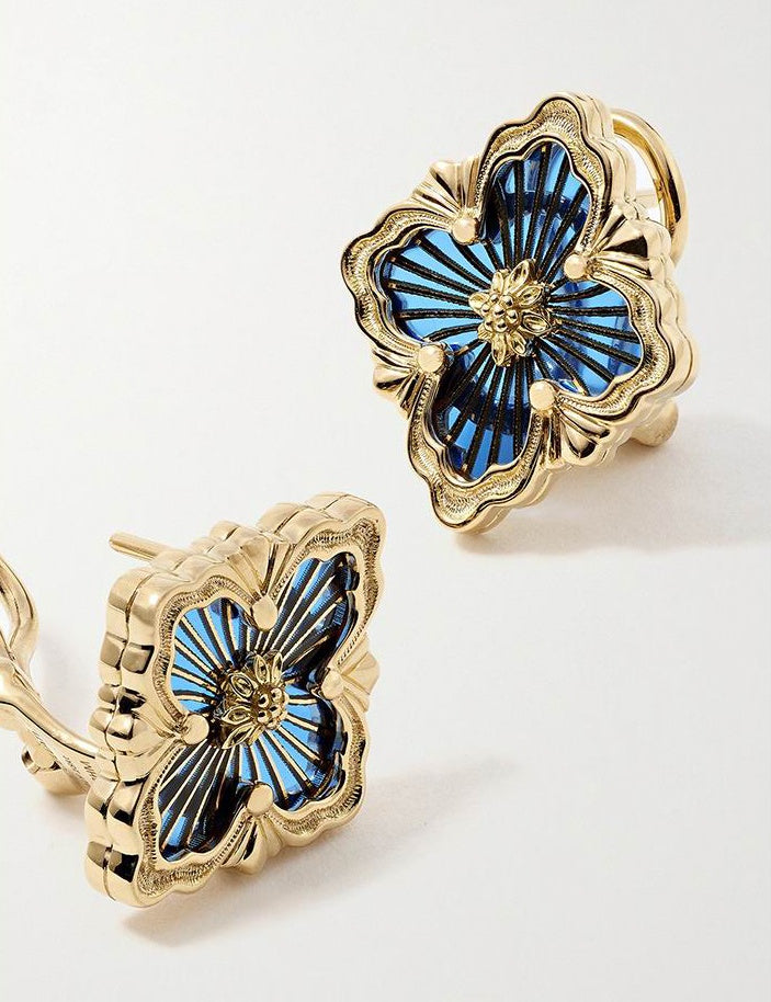 BQLT-JAUEAR017997 European style enamel diamond four-leaf clover earrings