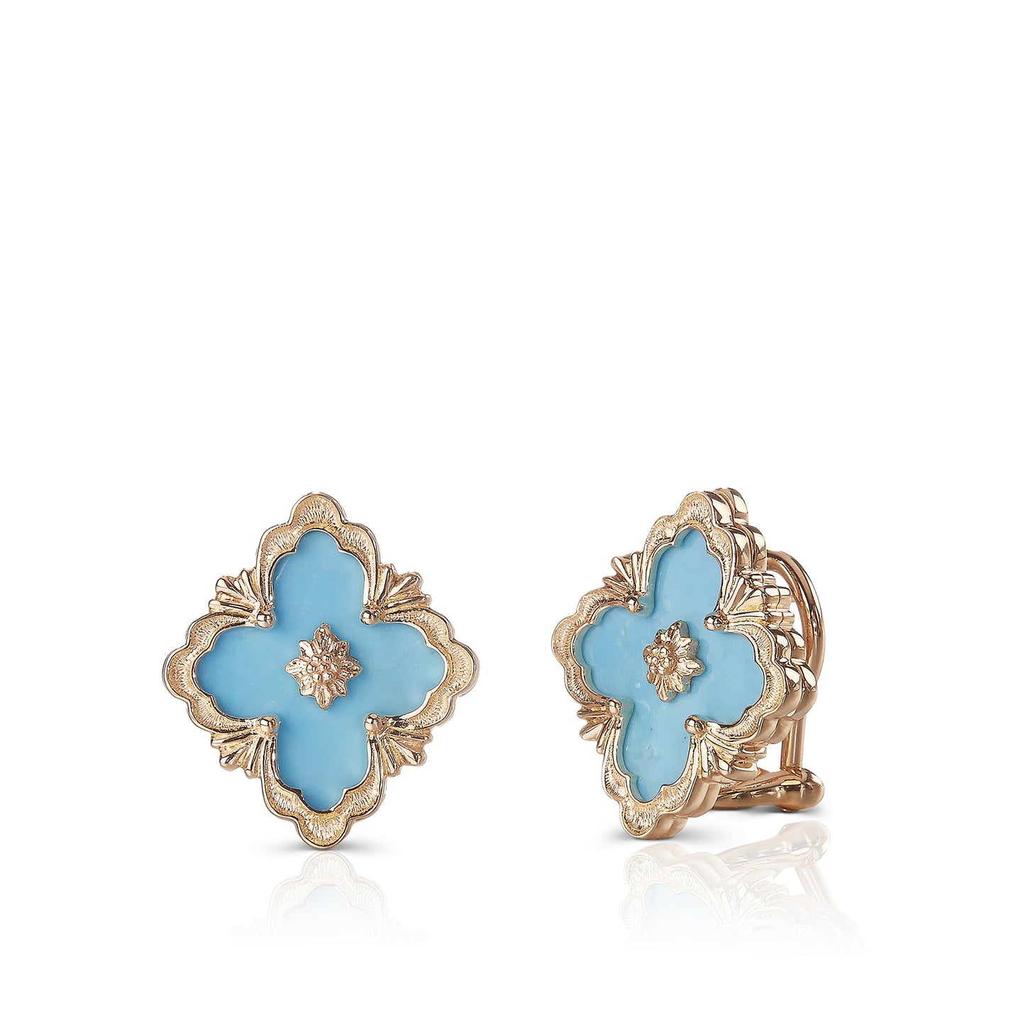 BQLT--ES972755 Opera color button earrings, ling-shaped flowers, European four-leaf clover ear clips