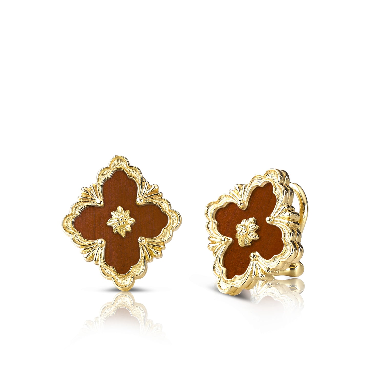 BQLT--ES972755 Opera color button earrings, ling-shaped flowers, European four-leaf clover ear clips