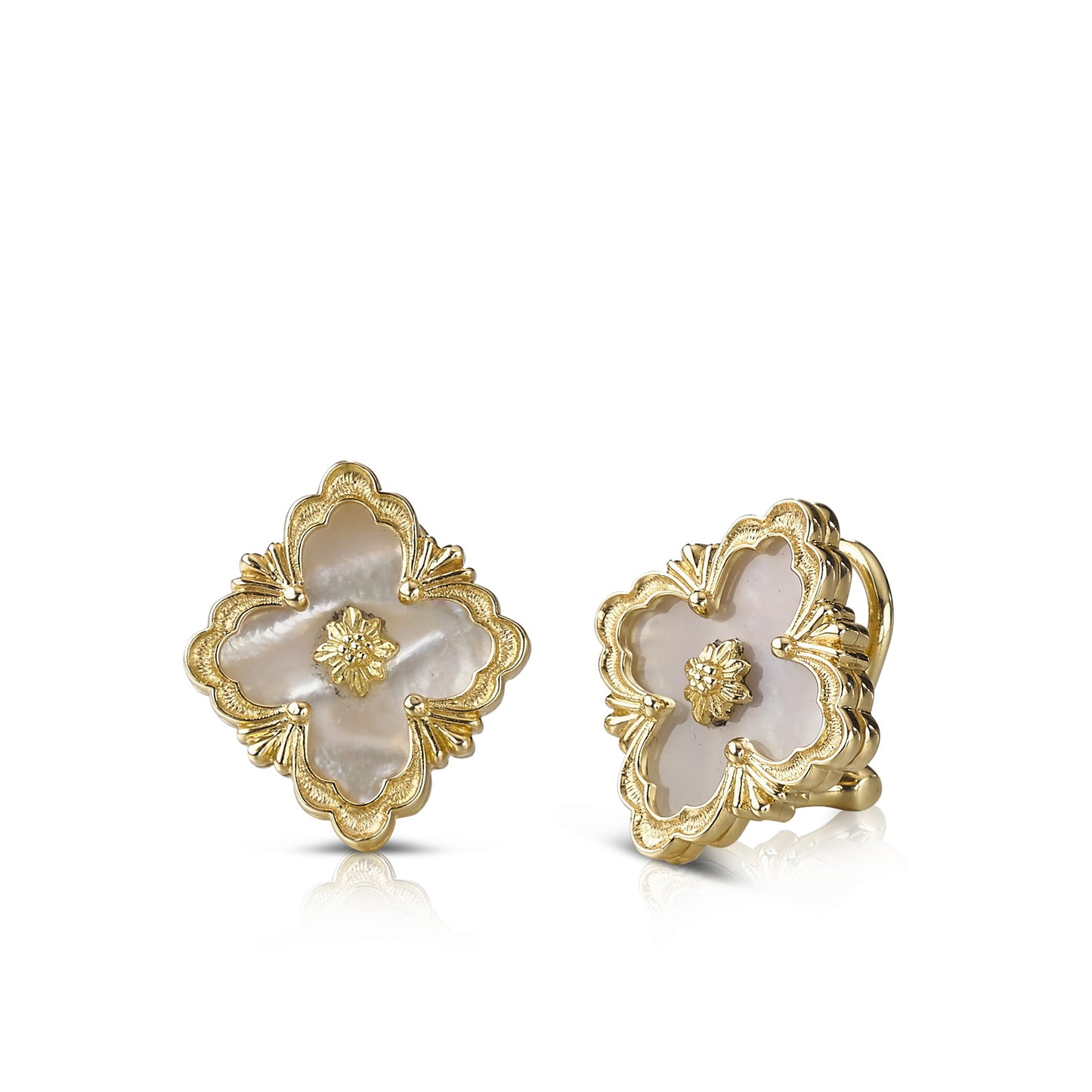 BQLT--ES972755 Opera color button earrings, ling-shaped flowers, European four-leaf clover ear clips