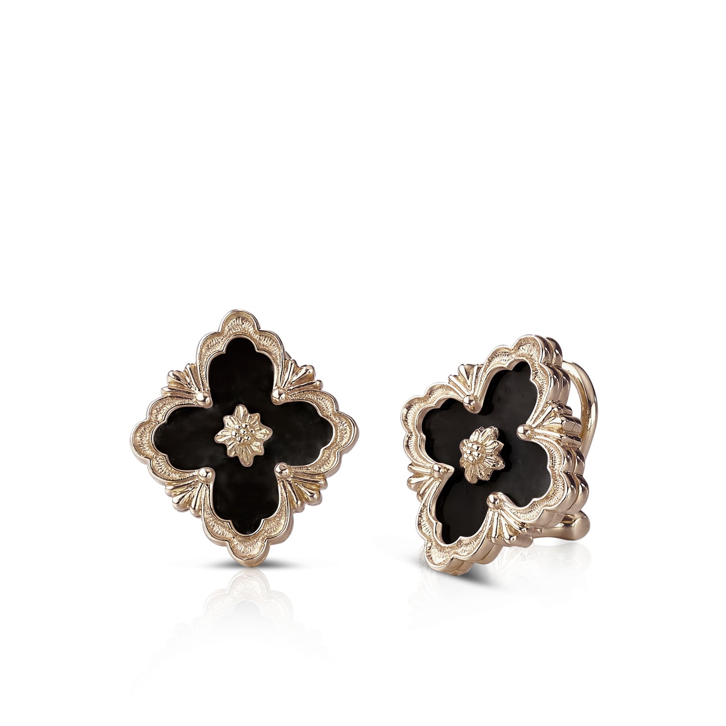 BQLT--ES972755 Opera color button earrings, ling-shaped flowers, European four-leaf clover ear clips