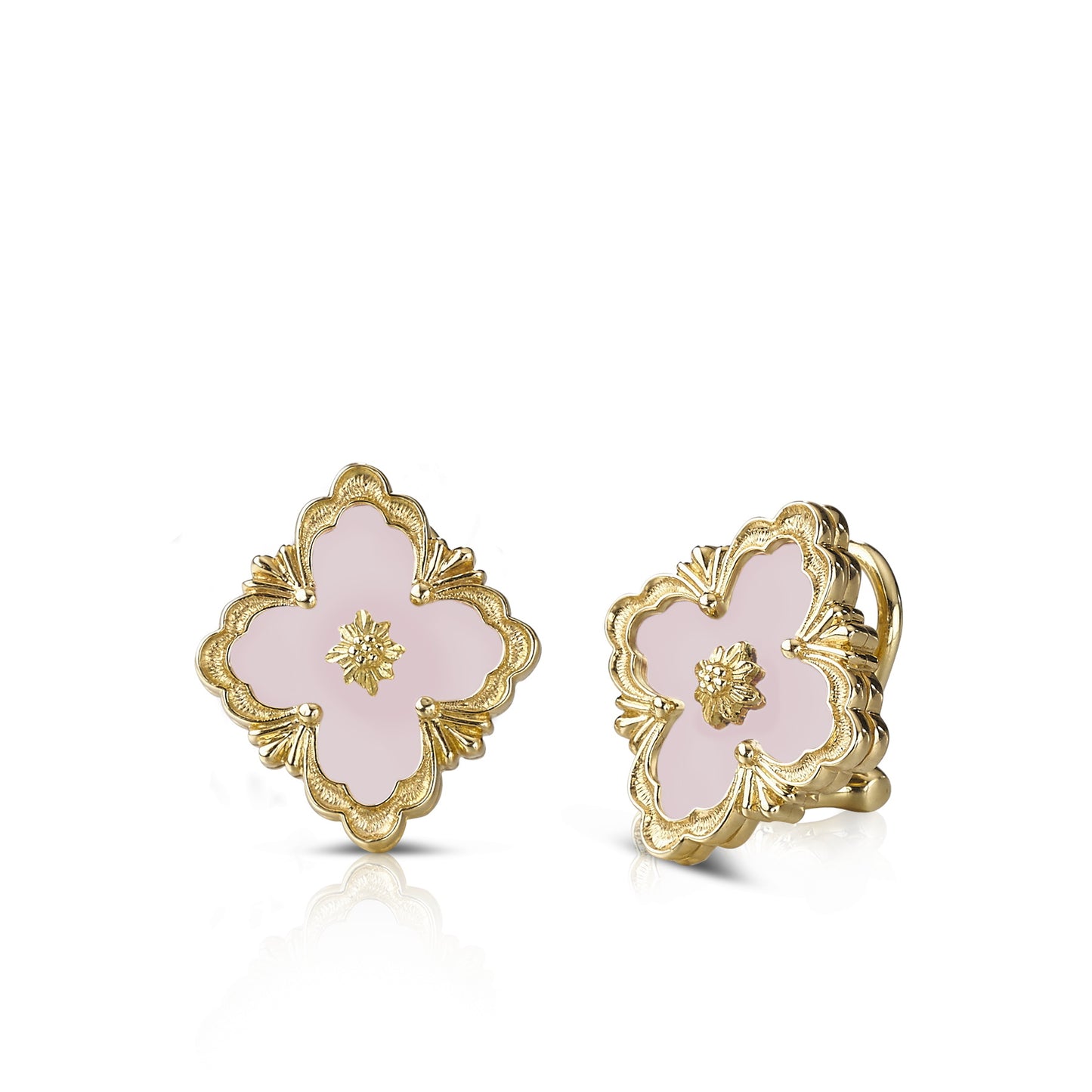 BQLT--ES972755 Opera color button earrings, ling-shaped flowers, European four-leaf clover ear clips