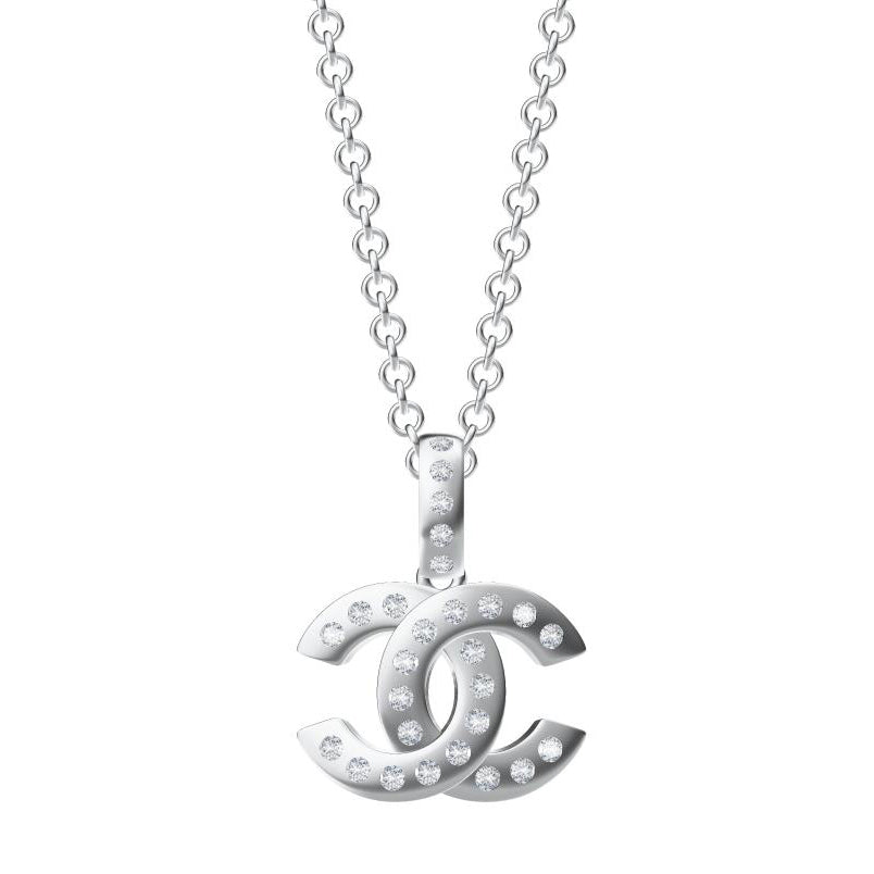 XNE-CNCP010 13.2mm Double C Full Diamond Sandwich Pendant