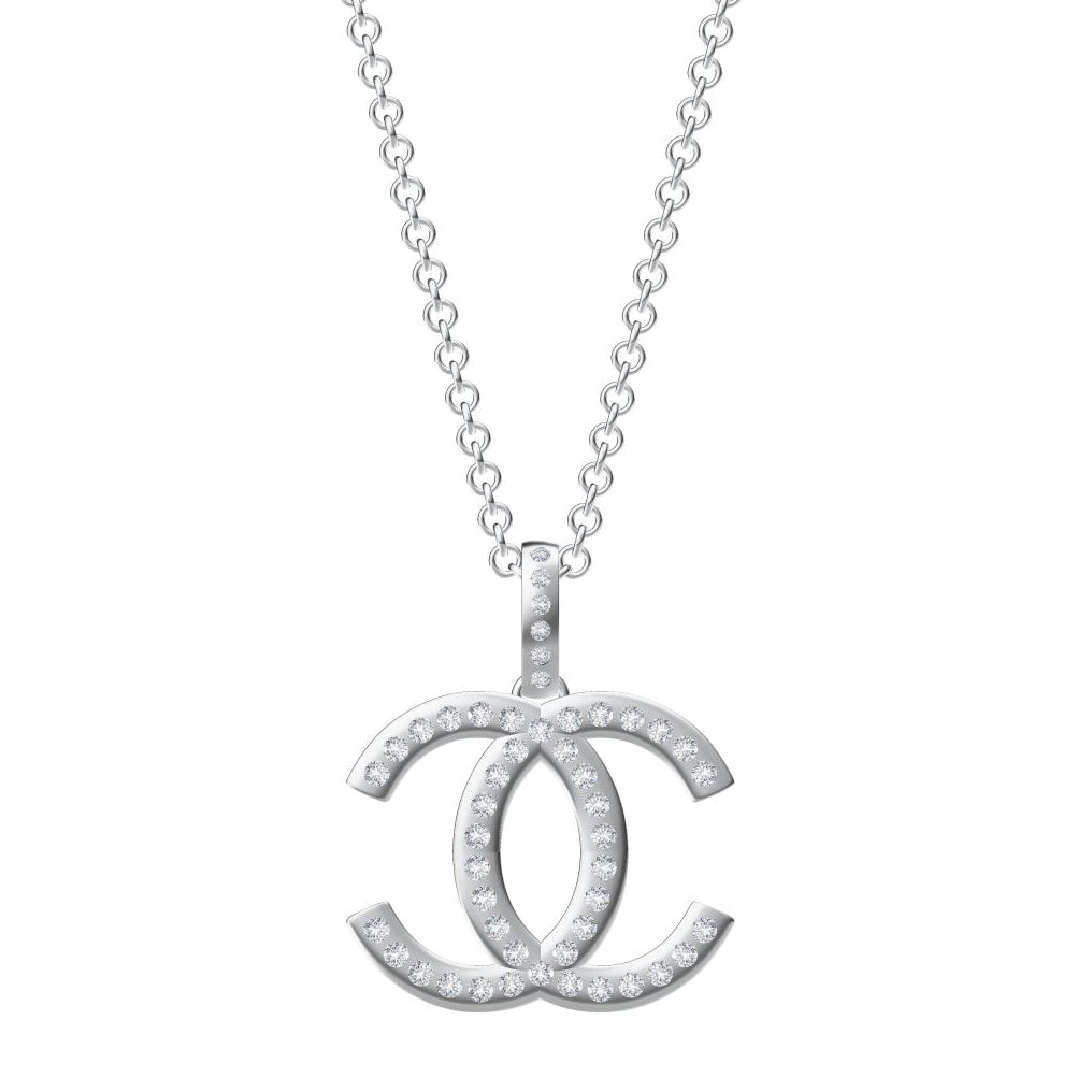 XNE-CNCP012 27mm full diamond flat double C pendant
