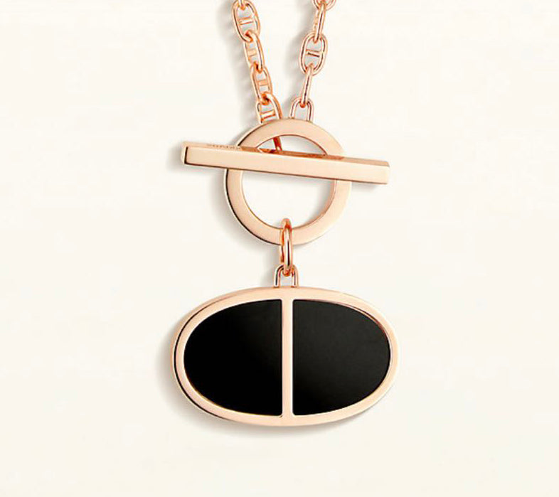 AiHshi-H139062B Ceramic Pig Nose Japanese Character Necklace-550mm