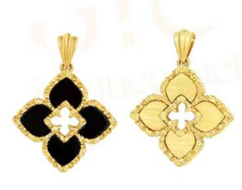 LBT-WQ6548213 double-sided four-leaf clover black onyx pendant 18mm