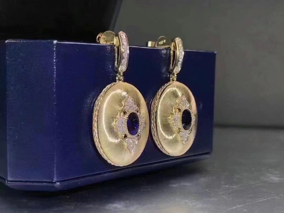 BQLT-ES397127扭绳编制菱形四叶草彩宝耳饰