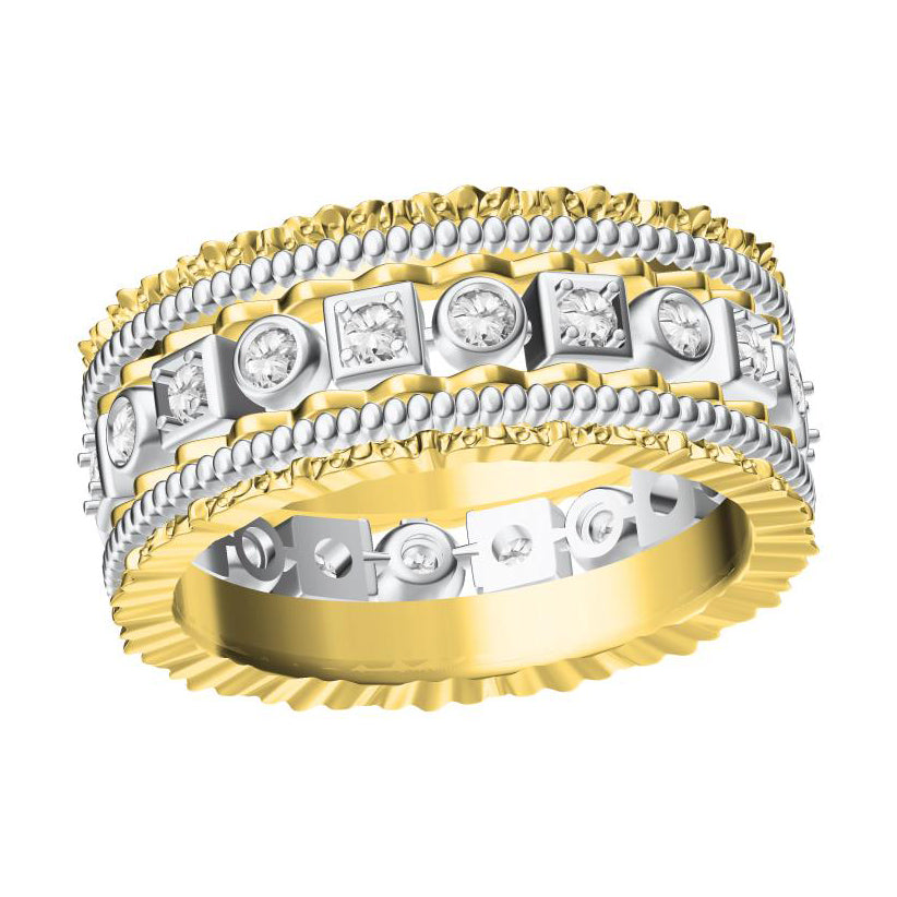 BQLT-JZ195220黄白分色、包筒圆钻方钻、浑身蕾丝戒指