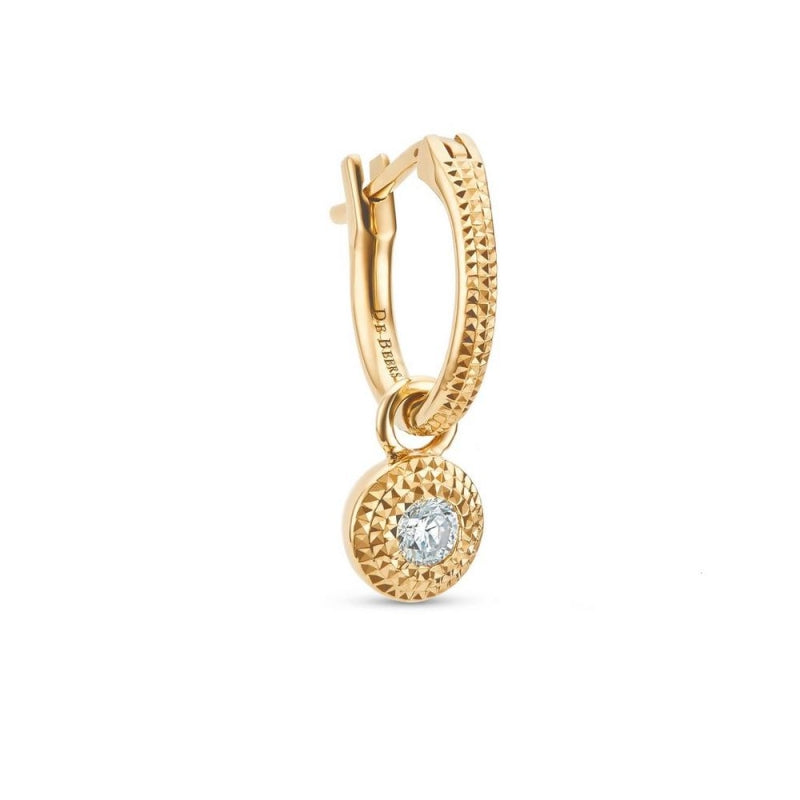 DBES-E102185 One-sided cut square pit round earrings (single)