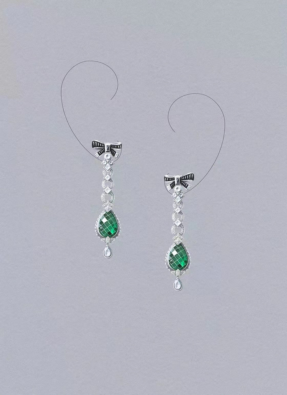 JH006495 square bow earrings